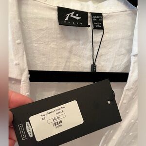 Rusty USA womens crop top white. NWT